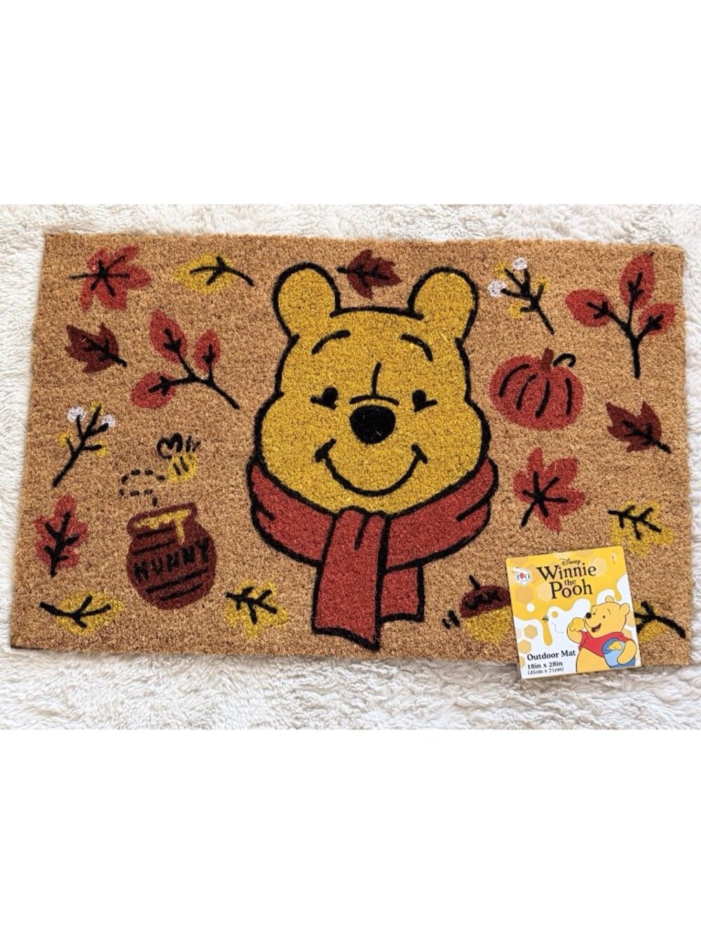 Disney Winnie The Pooh Autumn Fall Pumpkins Leaves Coir Door Mat 18β X 28β NEW